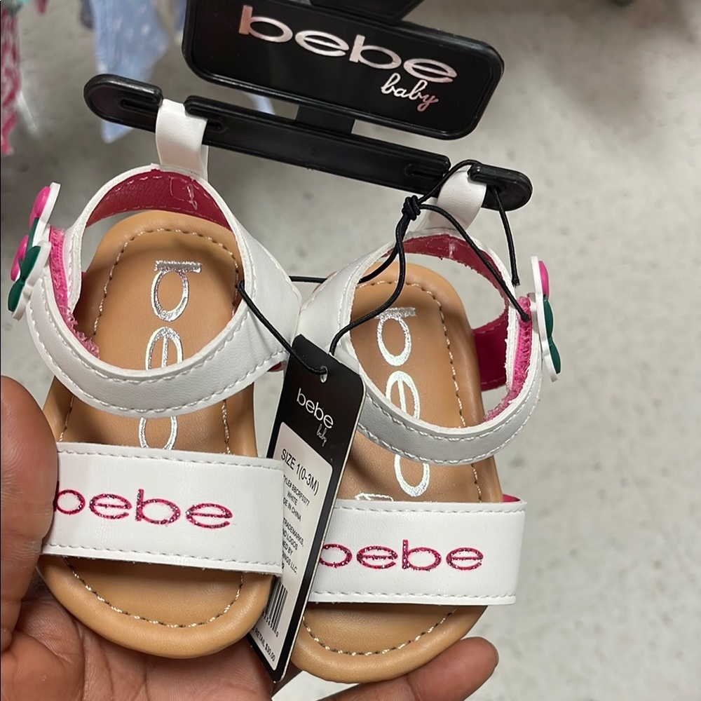 Bebe White and Pink Sandals with Cushioned Comfort